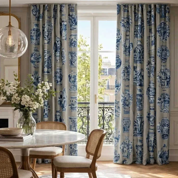 TISSU QINGHUA-Blue porcelain
