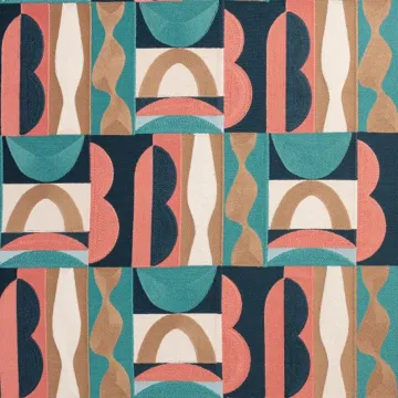 TISSU AU METRE GLAMOUR BRODE ROSE/BLEU