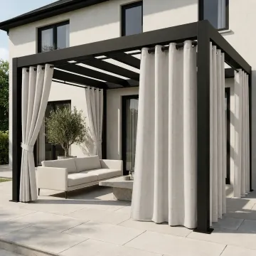 RIDEAU GORDES PLAIN ECRU OUTDOOR