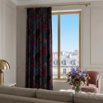 RIDEAU ORPHEE MULTICOLORE FOND BLEU NUIT