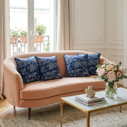 COUSSIN ANIMALIA FOND BLEU SUR VELOURS