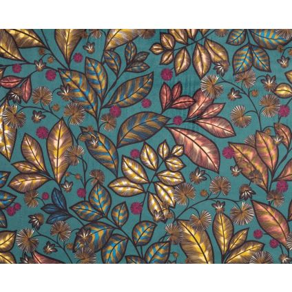 TISSU AU METRE RAINBOW TREE GRAND FOND VERT BLEU SUR VELOURS